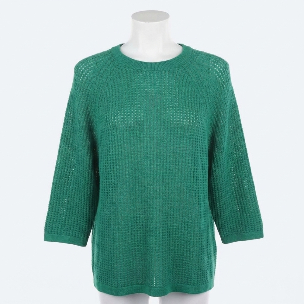 NEW AUTUMN CASHMERE women's short sleeve mesh raglan crew top in peapod